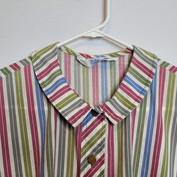 Vintage Dress Sears Perma Prest Stripes Peter Pan Collar Button Front Size 12/14 - Picture 8 of 9